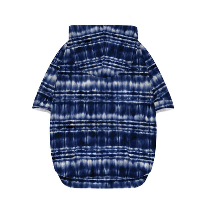Indigo Dye Shibori Print Dog Zip Up Hoodie