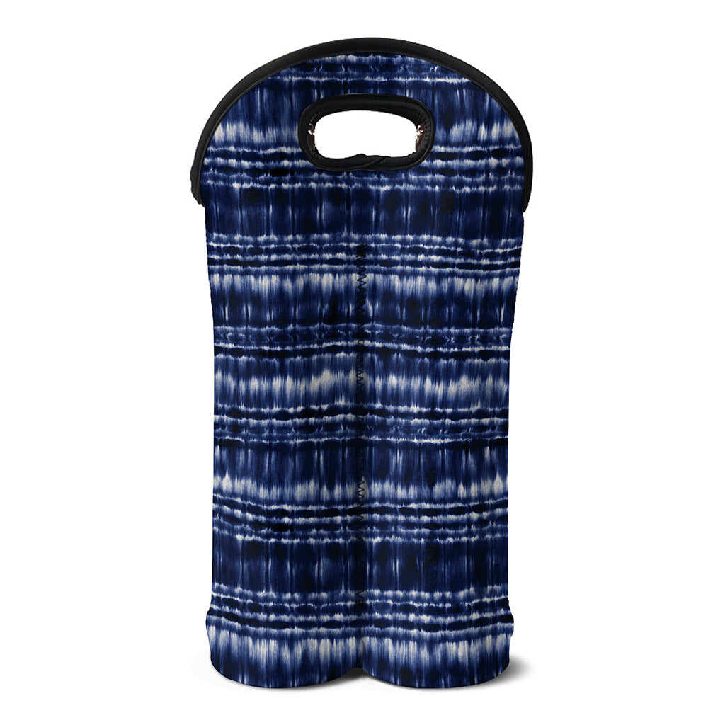 Indigo Dye Shibori Print Double Neoprene Wine Tote