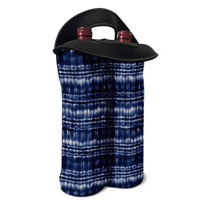 Indigo Dye Shibori Print Double Neoprene Wine Tote
