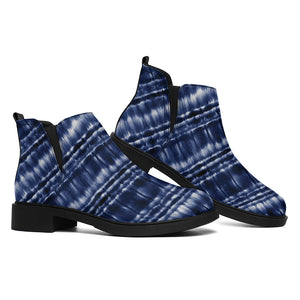 Indigo Dye Shibori Print Flat Ankle Boots