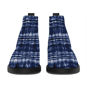 Indigo Dye Shibori Print Flat Ankle Boots