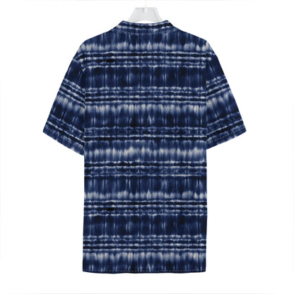 Indigo Dye Shibori Print Hawaiian Shirt