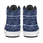 Indigo Dye Shibori Print High Top Leather Sneakers