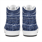 Indigo Dye Shibori Print High Top Leather Sneakers