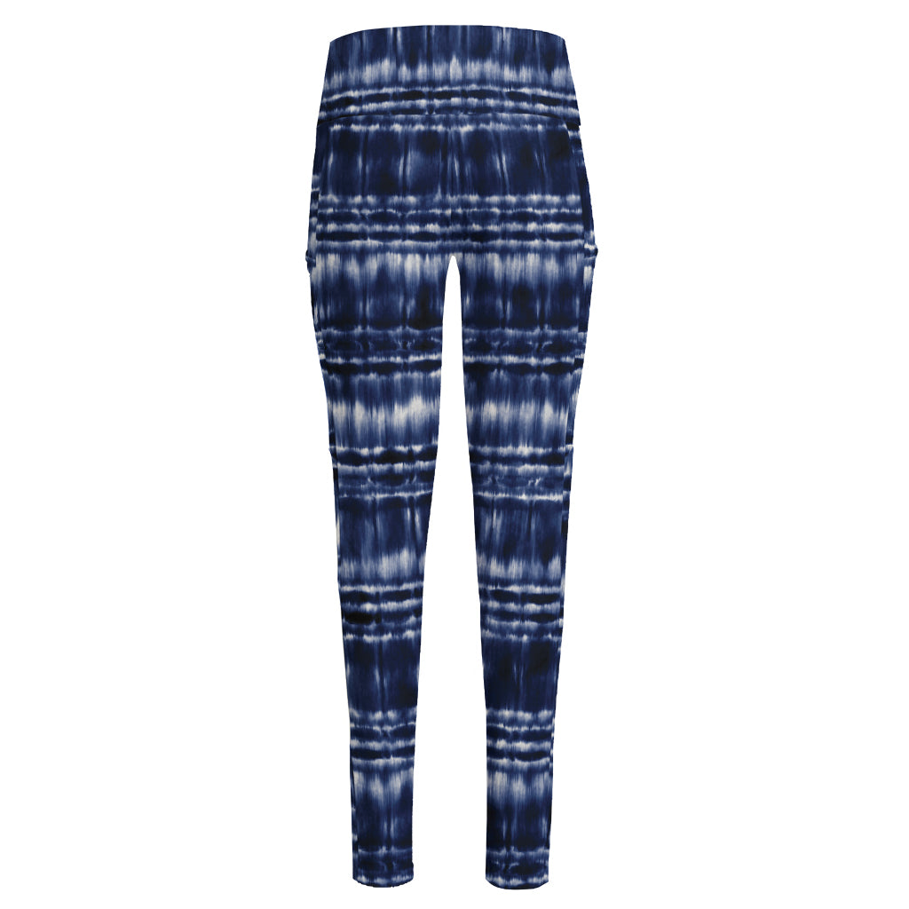 Indigo Dye Shibori Print High-Waisted Pocket Leggings