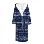 Indigo Dye Shibori Print Hooded Bathrobe