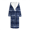 Indigo Dye Shibori Print Hooded Bathrobe