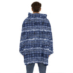 Indigo Dye Shibori Print Hoodie Blanket