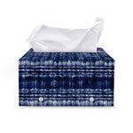 Indigo Dye Shibori Print Leather Tissue Box Cover