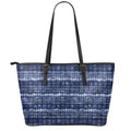 Indigo Dye Shibori Print Leather Tote Bag With Zipper