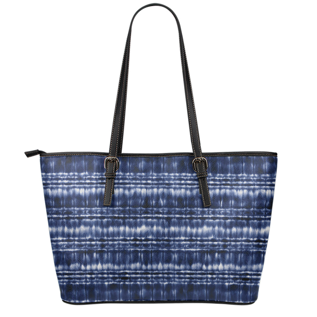 Indigo Dye Shibori Print Leather Tote Bag