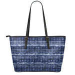 Indigo Dye Shibori Print Leather Tote Bag