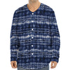 Indigo Dye Shibori Print Long Sleeve Baseball Jersey