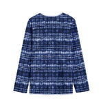 Indigo Dye Shibori Print Long Sleeve Short Coat