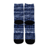 Indigo Dye Shibori Print Long Socks