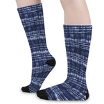 Indigo Dye Shibori Print Long Socks