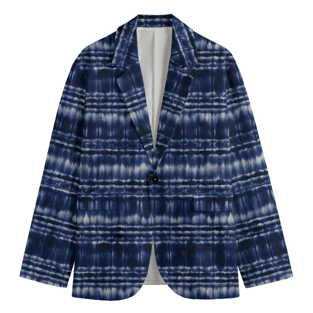 Indigo Dye Shibori Print Men's Blazer