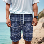 Indigo Dye Shibori Print Men's Cargo Shorts