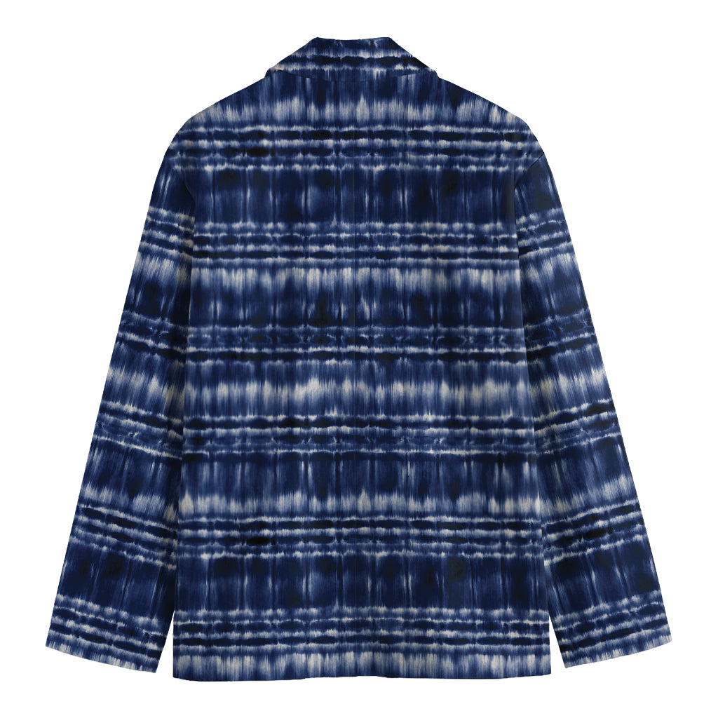 Indigo Dye Shibori Print Men's Cotton Blazer