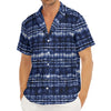 Indigo Dye Shibori Print Men's Deep V-Neck Shirt