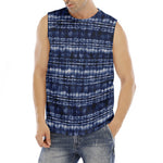Indigo Dye Shibori Print Men's Fitness Tank Top