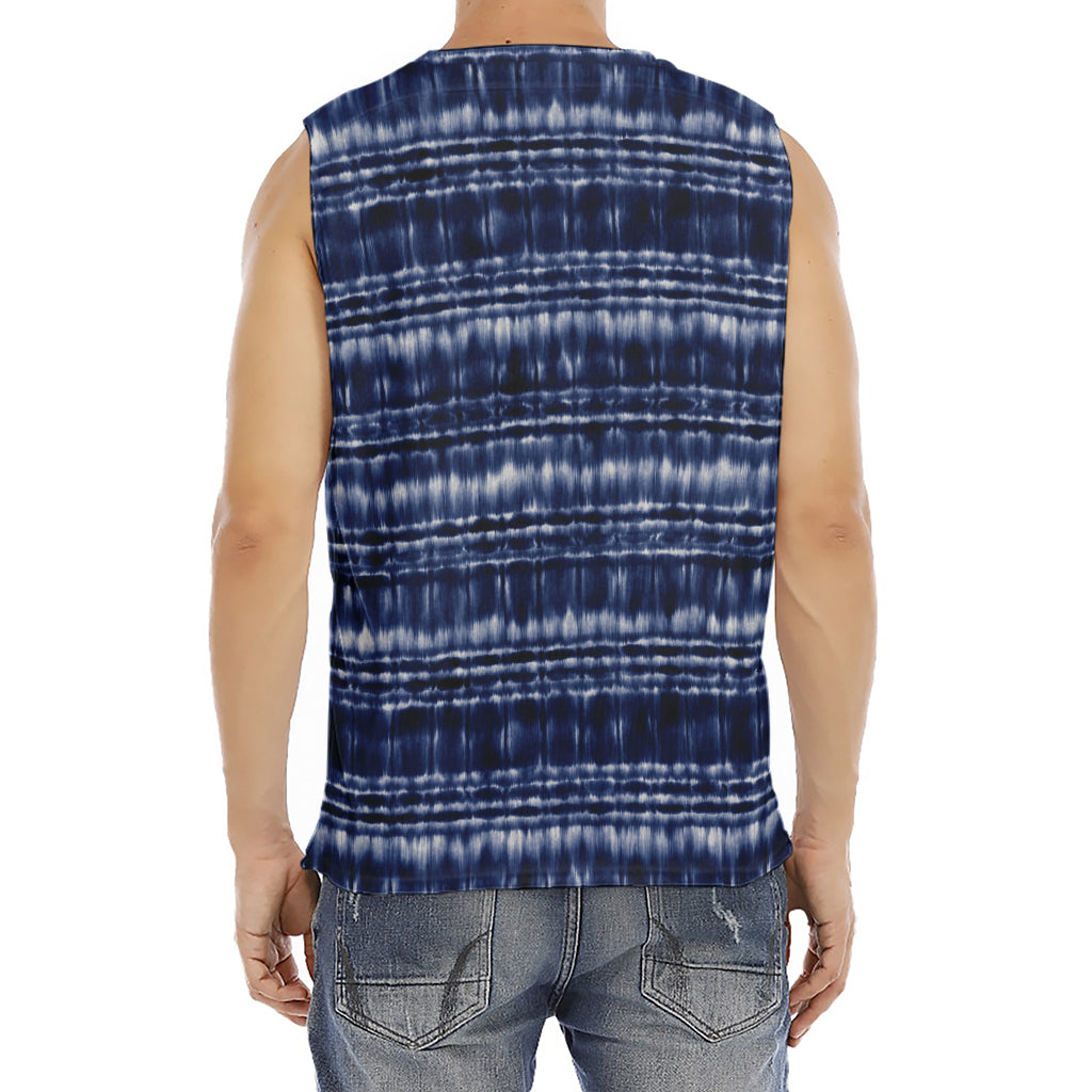 Indigo Dye Shibori Print Men's Fitness Tank Top