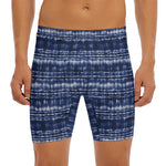 Indigo Dye Shibori Print Men's Long Boxer Briefs