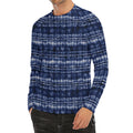 Indigo Dye Shibori Print Men's Long Sleeve Rash Guard