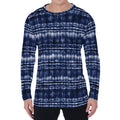 Indigo Dye Shibori Print Men's Long Sleeve T-Shirt
