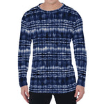 Indigo Dye Shibori Print Men's Long Sleeve T-Shirt