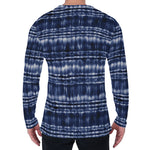 Indigo Dye Shibori Print Men's Long Sleeve T-Shirt