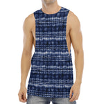 Indigo Dye Shibori Print Men's Muscle Tank Top