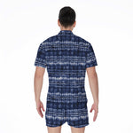 Indigo Dye Shibori Print Men's Rompers