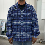 Indigo Dye Shibori Print Men's Shirt Jacket