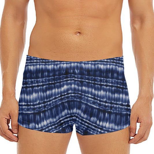 Indigo Dye Shibori Print Men's Short Boxer Briefs