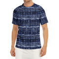 Indigo Dye Shibori Print Men's Short Sleeve Rash Guard