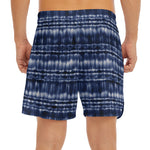 Indigo Dye Shibori Print Men's Split Running Shorts