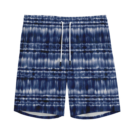 Indigo Dye Shibori Print Men's Sports Shorts