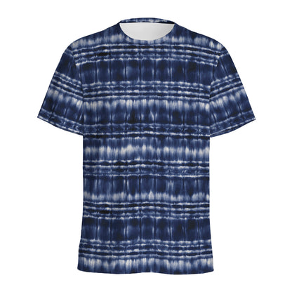 Indigo Dye Shibori Print Men's Sports T-Shirt