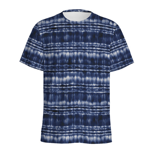 Indigo Dye Shibori Print Men's Sports T-Shirt