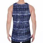 Indigo Dye Shibori Print Men's Velvet Tank Top