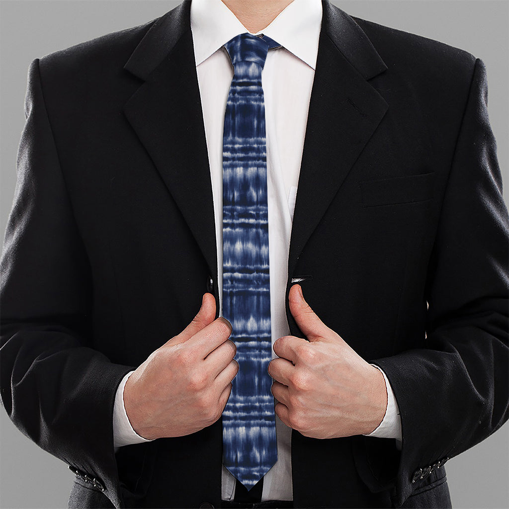 Indigo Dye Shibori Print Necktie