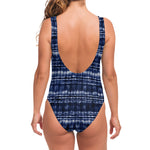 Indigo Dye Shibori Print One Piece Swimsuit