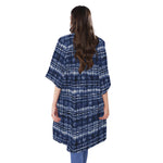 Indigo Dye Shibori Print Open Front Beach Cover Up