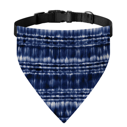 Indigo Dye Shibori Print Over The Collar Dog Bandana