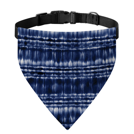 Indigo Dye Shibori Print Over The Collar Dog Bandana