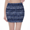 Indigo Dye Shibori Print Pencil Mini Skirt