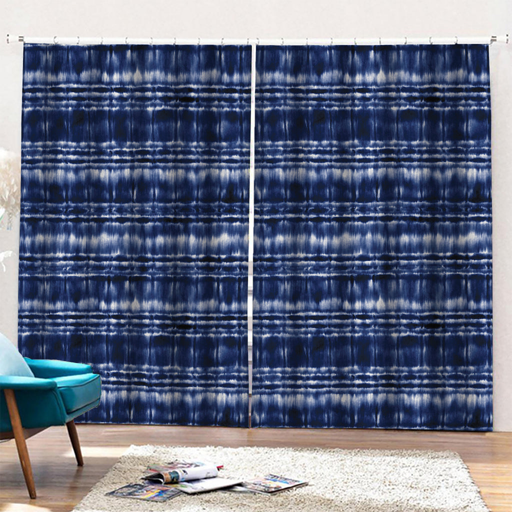 Indigo Dye Shibori Print Pencil Pleat Curtains