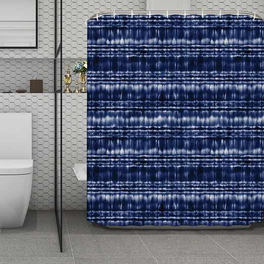 Indigo Dye Shibori Print Polyester Shower Curtain