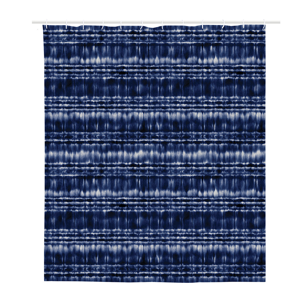 Indigo Dye Shibori Print Polyester Shower Curtain